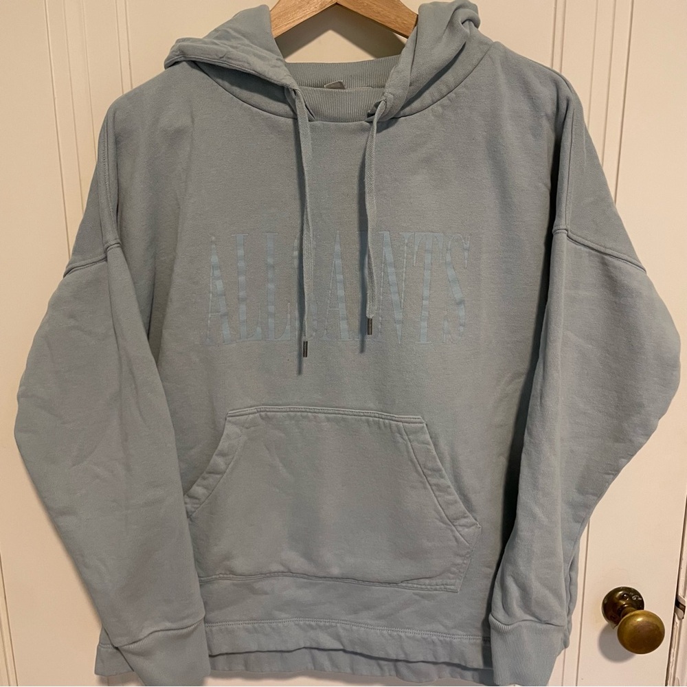 All Saints Matchback Hoodie Sweatshirt Spell Out Logo 100% Cotton Size S
